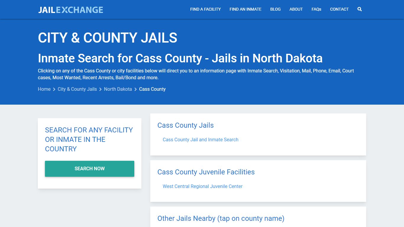 Inmate Search for Cass County | Jails in North Dakota - Jail Exchange